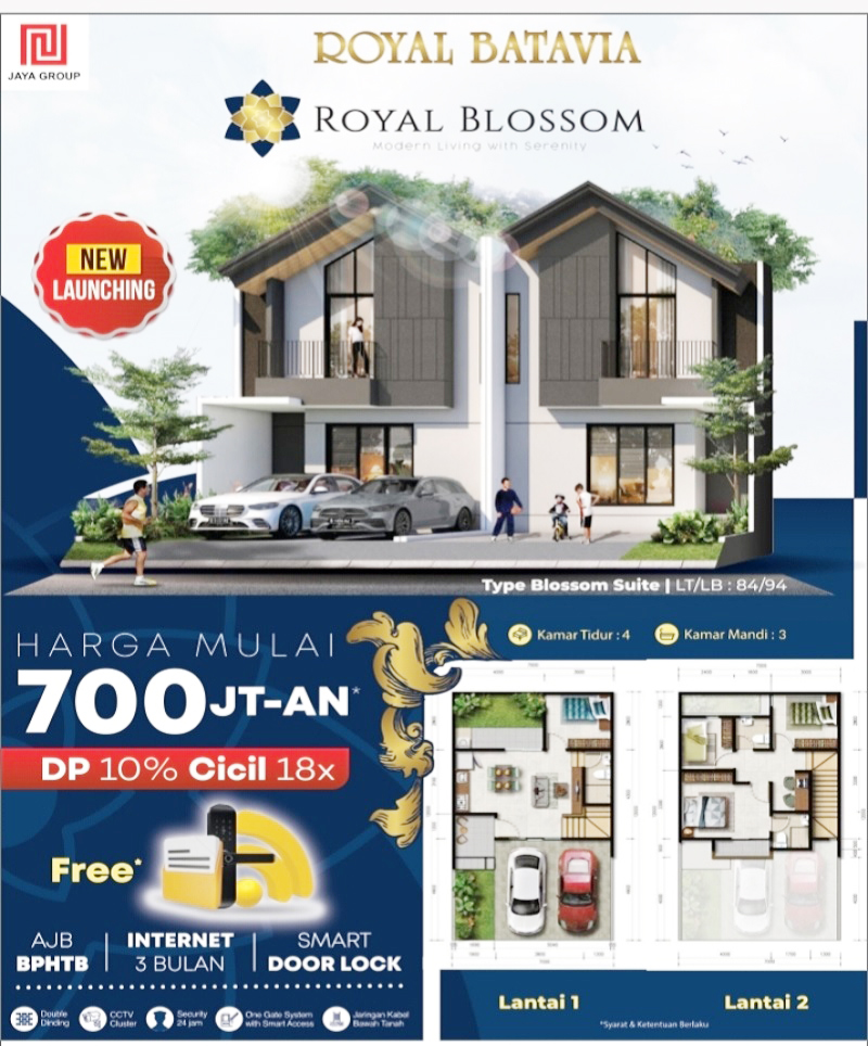 Rumah Baru 2 Lantai Free Biaya Surat2 di Royal Batavia Pasar Kemis Tangerang Dekat Bandara Soekarno Hatta